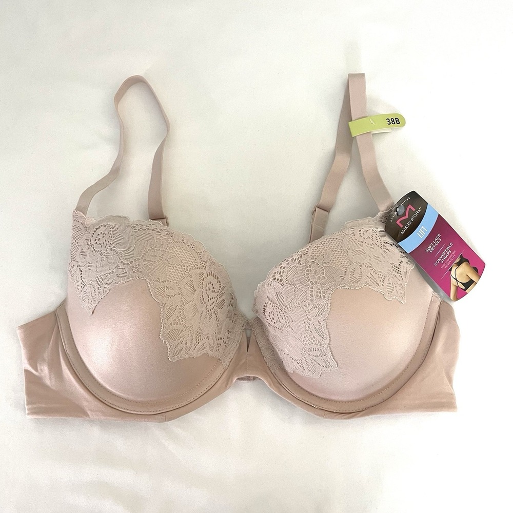 Maidenform Lift Bra 38B Beige Convertible Straps New DM1195